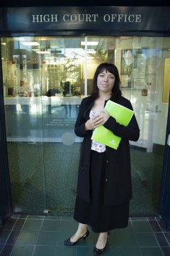 Forest & Bird lawyer Sally Gepp with the judicial review application.