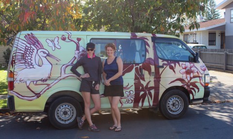 Communications Officer Jolene and Volunteer Co-ordinator, Heidi Quinn with their trusty van 'Florence'